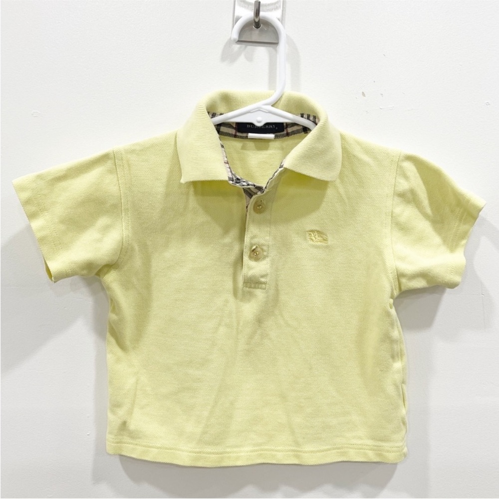 Burberry Toddler Yellow Polo Shirt Check Trim 2 Cotton